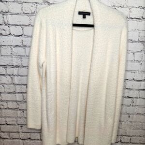 Banana Republic Cardigan Cream Fur Long Warm Cozy Machine Washable Womens Small